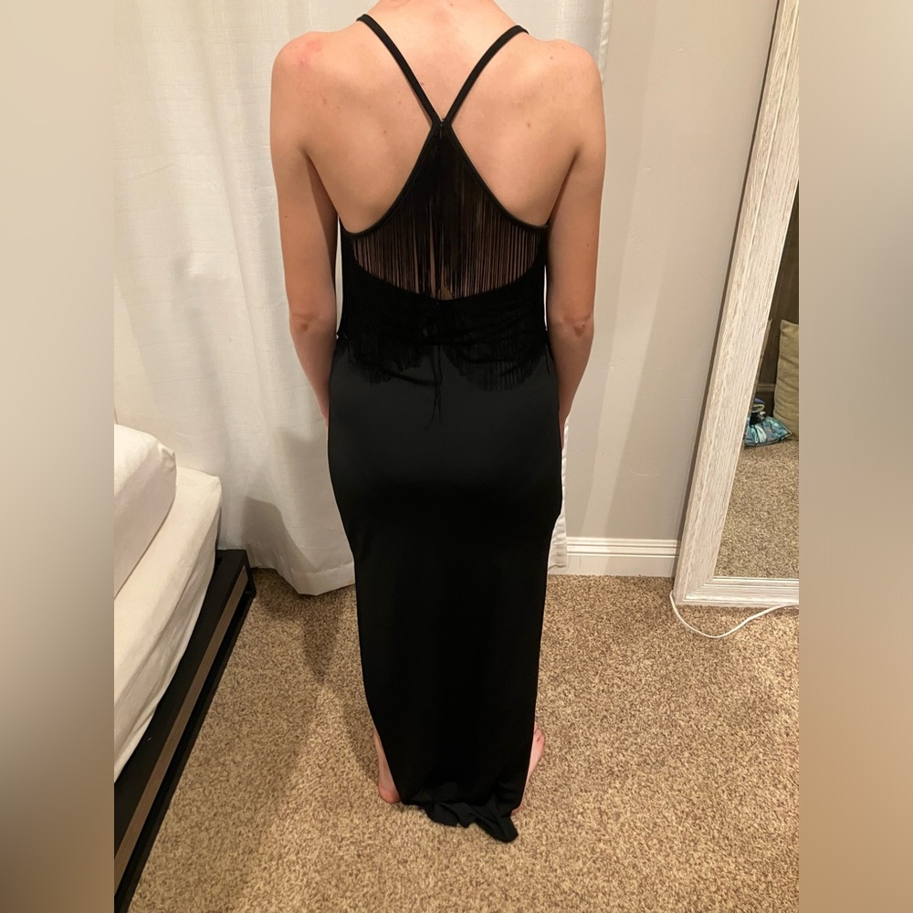 BCBGeneration  NWOT Black Fringe Maxi Dress